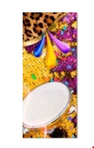 Capa de Painel Vertical Reto - Carnaval com confete e pandero 2,20mA X 0,90mL 