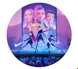 Painel Redondo Tecido Sublimado - Guerreiras do K-pop azul 1,50mD 