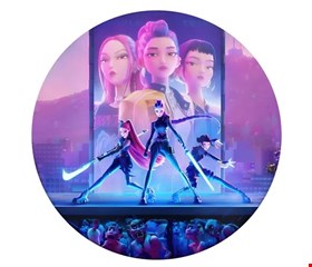 Painel Redondo Tecido Sublimado - Guerreiras do K-pop azul 1,50mD 