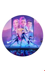 Painel Redondo Tecido Sublimado - Guerreiras do K-pop azul 1,50mD 