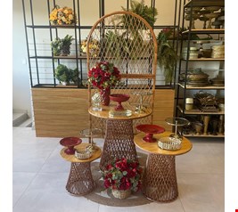 Decoração Adulto - Vime Tropical Vermelho V Decoração Adulto - Vime Tropical Vermelho V