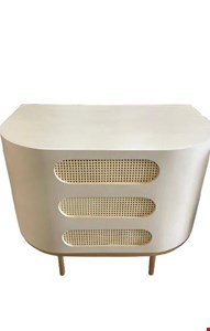 Cômoda laqueada oval tela bege - 110cmL 80cmA 70cmP