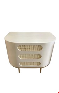 Cômoda laqueada oval tela bege - 110cmL 80cmA 70cmP Cômoda laqueada oval tela bege - 110cmL 80cmA 70cmP