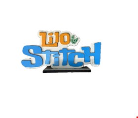 Temático Lilo & Stitch - Placa Azul e Laranja em MDF 21cmC Temático Lilo & Stitch - Placa Azul e Laranja em MDF 21cmC
