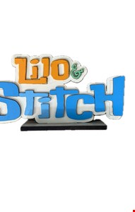 Temático Lilo & Stitch - Placa Azul e Laranja em MDF 21cmC Temático Lilo & Stitch - Placa Azul e Laranja em MDF 21cmC