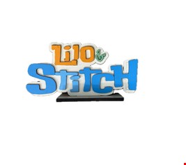 Temático Lilo & Stitch - Placa Azul e Laranja em MDF 21cmC Temático Lilo & Stitch - Placa Azul e Laranja em MDF 21cmC