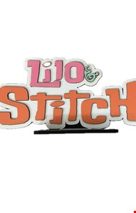 Temático Lilo & Stitch - Placa Rosa e Laranja em MDF 21cmC Temático Lilo & Stitch - Placa Rosa e Laranja em MDF 21cmC