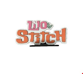 Temático Lilo & Stitch - Placa Rosa e Laranja em MDF 21cmC Temático Lilo & Stitch - Placa Rosa e Laranja em MDF 21cmC