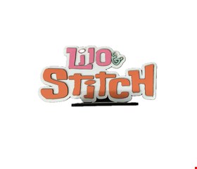 Temático Lilo & Stitch - Placa Rosa e Laranja em MDF 21cmC Temático Lilo & Stitch - Placa Rosa e Laranja em MDF 21cmC