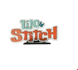 Temático Lilo & Stitch - Placa Verde e Laranja em MDF 21cmC Temático Lilo & Stitch - Placa Verde e Laranja em MDF 21cmC