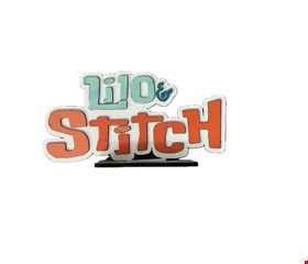 Temático Lilo & Stitch - Placa Verde e Laranja em MDF 21cmC Temático Lilo & Stitch - Placa Verde e Laranja em MDF 21cmC