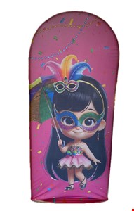 Capa Painel Vertical Oval - Menina Carnaval Fundo Rosa 2,20cmA X 90cmL 