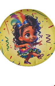 Painel Redondo Tecido Sublimado - Menina Carnaval Infantil 1,50mD