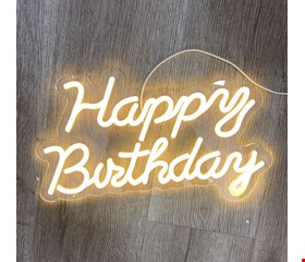Painel de Led Happy Birthday - Luz amarela / branco quente 40cmC