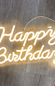Painel de Led Happy Birthday - Luz amarela / branco quente 40cmC