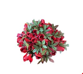 Arranjo Artificial Rosas Vermelhas Folhas Verdes M