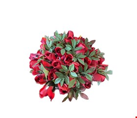 Arranjo Artificial Rosas Vermelhas Folhas Verdes M