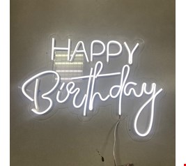 Painel de Led Happy Birthday - Luz amarela 54cmC 35cmA Painel de Led Happy Birthday - Luz amarela 54cmC 35cmA