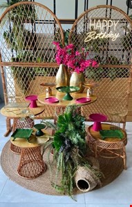 Decoração Adulto - Tropical Verde, Rosa Pink & Dourado II