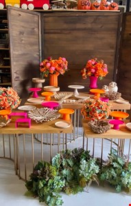 Decoração Adulto - Tropical Laranja, Rosa Pink & Madeira III