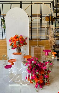 Decoração Adulto - Tropical Laranja, Rosa Pink & Branco III