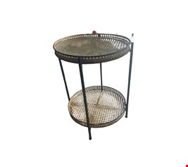 Mesa Lateral Dupla Telada Preta Ferro com Vidro G 50cmD 68cmA Mesa Lateral Dupla Telada Preta Ferro com Vidro G 50cmD 68cmA