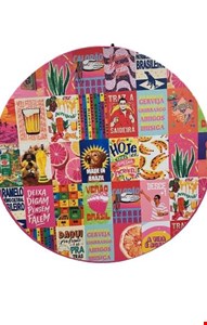 Painel Redondo Tecido Sublimado - Lambe Lambe Brasilidades Rosa 1,50mD 