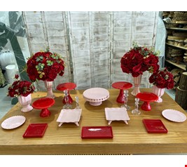 Decoração Adulto - Mesa Rosa e Vermelho I Decoração Adulto - Mesa Rosa e Vermelho I