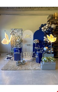 Decoração Adulto - 15 Anos Azul & Prata I Decoração Adulto - 15 Anos Azul & Prata I