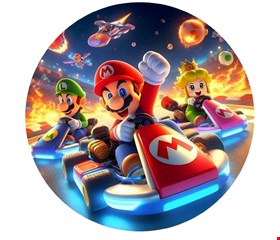 Painel Redondo Tecido Sublimado Mario Kart 1,50cmD