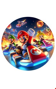 Painel Redondo Tecido Sublimado Mario Kart 1,50cmD Painel Redondo Tecido Sublimado Mario Kart 1,50cmD