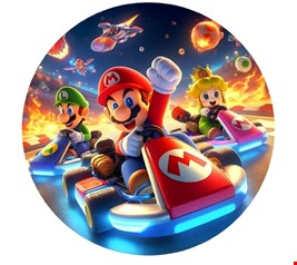 Painel Redondo Tecido Sublimado Mario Kart 1,50cmD Painel Redondo Tecido Sublimado Mario Kart 1,50cmD