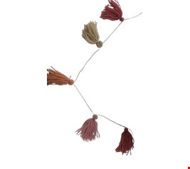 Cordão Cortina Bandeirola de Tassel e Pompom Terroso