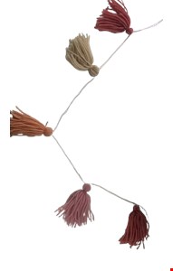 Cordão Cortina Bandeirola de Tassel e Pompom Terroso