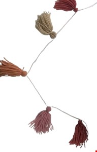Cordão Cortina Bandeirola de Tassel e Pompom Terroso Cordão Cortina Bandeirola de Tassel e Pompom Terroso