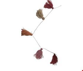 Cordão Cortina Bandeirola de Tassel e Pompom Terroso Cordão Cortina Bandeirola de Tassel e Pompom Terroso
