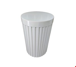 Cilindro Ripado Tampo Largo Laqueado Branco G - 80cmA 50cmD 