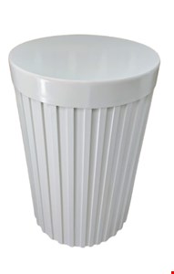 Cilindro Ripado Tampo Largo Laqueado Branco G - 80cmA 50cmD 