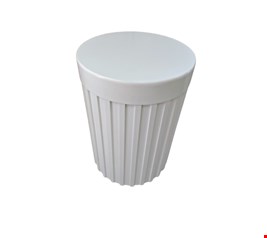 Cilindro Ripado Tampo Largo Laqueado Branco M - 60cmA 43cmD 