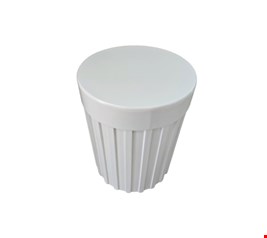 Cilindro Ripado Tampo Largo Laqueado Branco P - 48cmA 35cmD