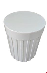 Cilindro Ripado Tampo Largo Laqueado Branco P - 48cmA 35cmD