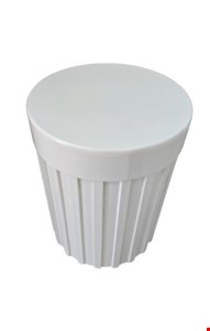 Cilindro Ripado Tampo Largo Laqueado Branco P - 48cmA 35cmD