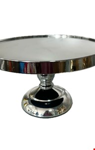 Suporte Balaustre Espelhado  Prata 18cmD 14cmA -