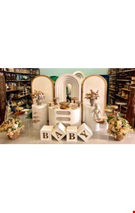 Decoração Infantil - Chá de Fralda Branco e Bege I