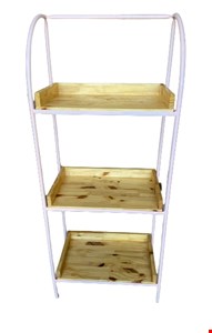 Estante Ferro 3 prateleiras Pinus Rosa Bebe - 50cmL 129cmA 30cmP 