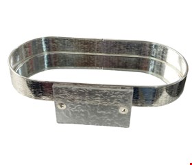 Bandeja Oval Prata Com Base Acrilica 30cmC 