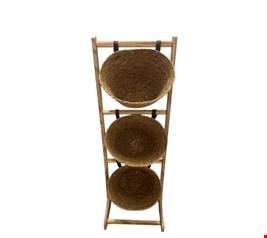 Floreira com 3 Cestos em Palha Escuro 1mA