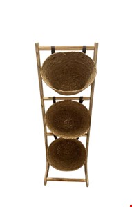 Floreira com 3 Cestos em Palha Escuro 1mA