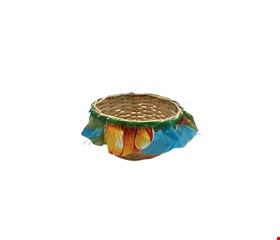 Temático São João - Cesta em Palha Babado Colorido