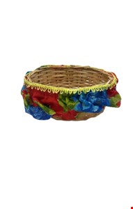 Temático São João - Cesta em Palha Babado Vermelho e Azul